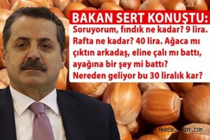 Gıda, Tarım ve Hayvancılık Bakanı Faruk Çelik Fındık Fiyatları Konusunda Konuştu