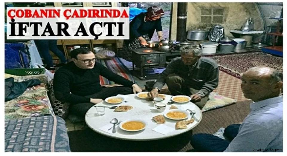 Gölköy Kaymakamı Tuncay Kaldırım iftarını çobanla birlikte çadırda açtı