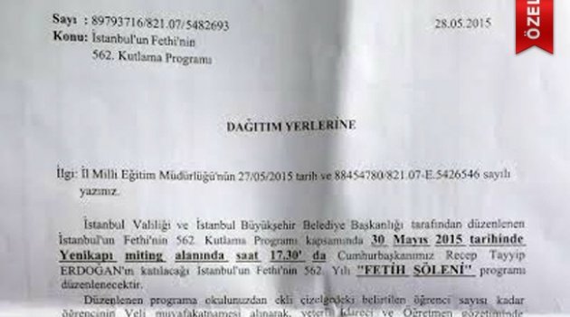 Mitinge gidecek öğrencilerin listesi bile yapılmış