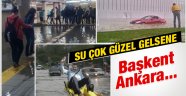 Ankara'da yollar göle döndü, araçlar mahsur kaldı