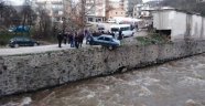 Gölköy'de otomobil dereye uçmaktan son anda kurtuldu